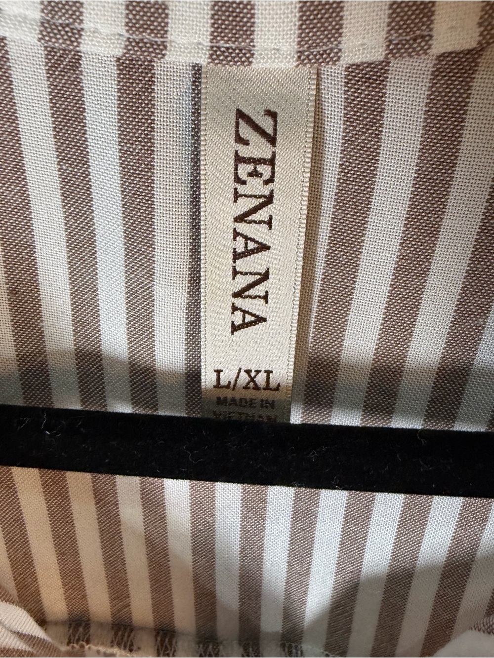 Zenana Outfitters Cream & Taupe Striped Button-Down Oversized Top Size L XL 🌸 - Picture 2 of 7